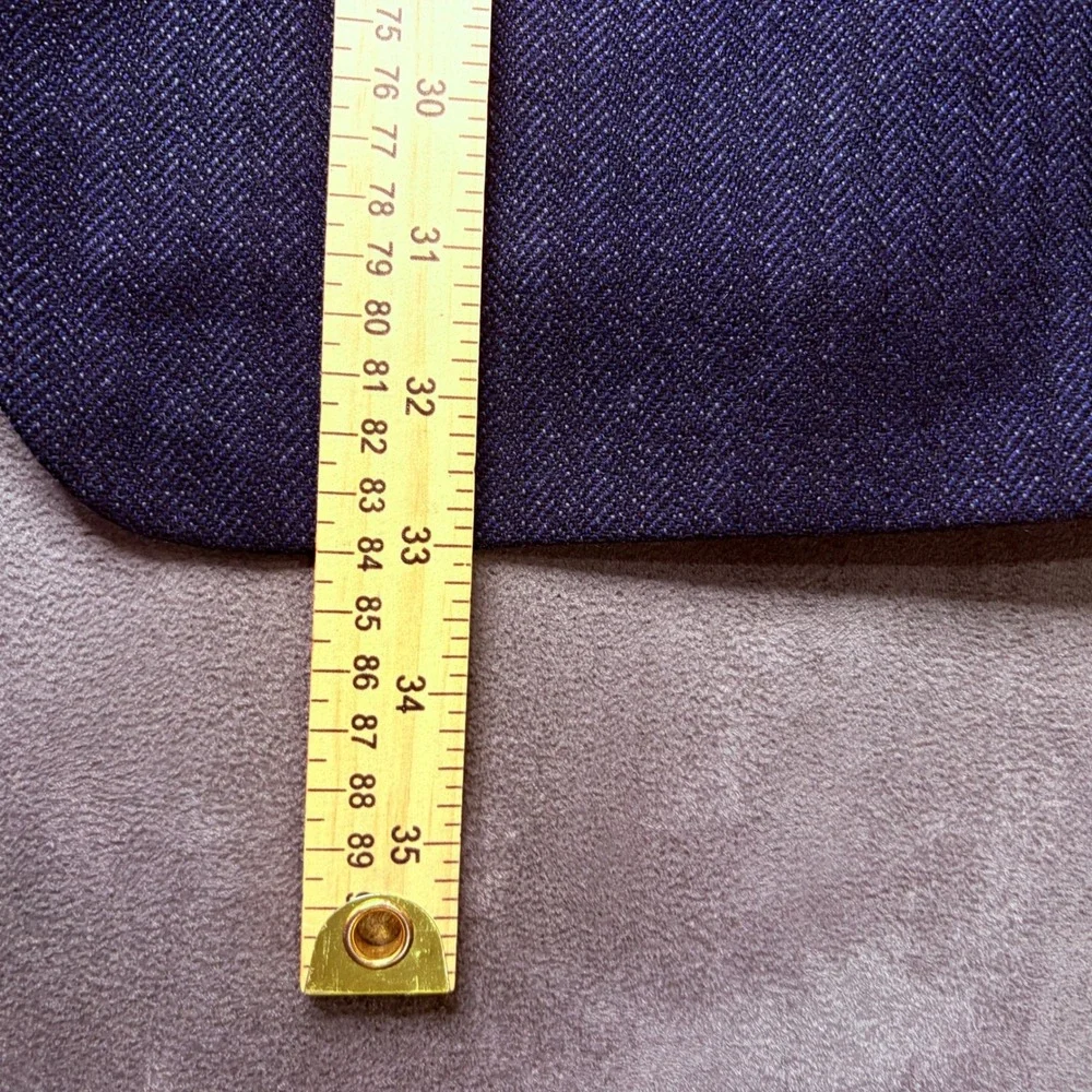 Vtg Bill Blass Blazer Mens 40L Navy Blue Herringbone Wool Two Button Sport Coat